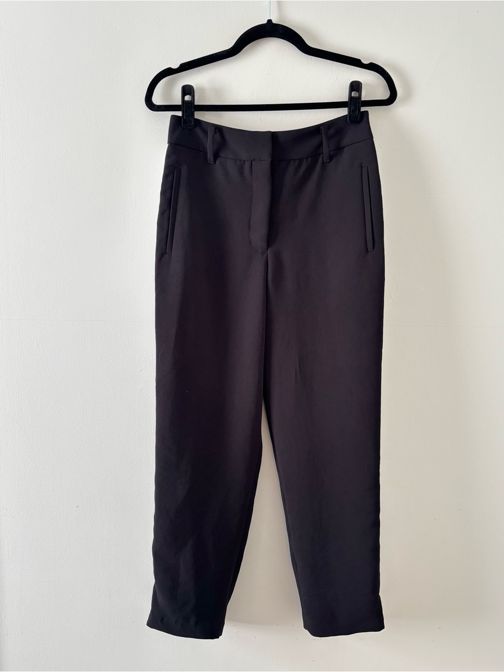 Wilfred Side Stripe Trouser Bottoms Ankle Cropped Slant Pockets Black Aritzia